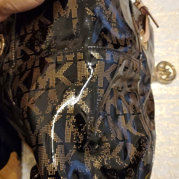 Michael Kors Patent Leather Brown/Gold Tote - Picture 6 of 13